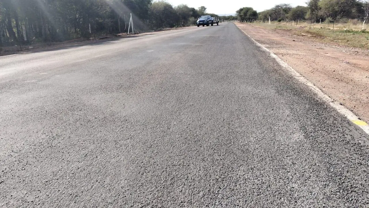 Compacted base layers being prepared before surfacing